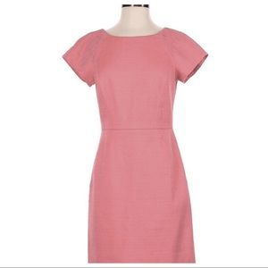 JCrew Gathered-sleeve Dress in Two-way Stretch Cotton Pink Hibiscus size 4t